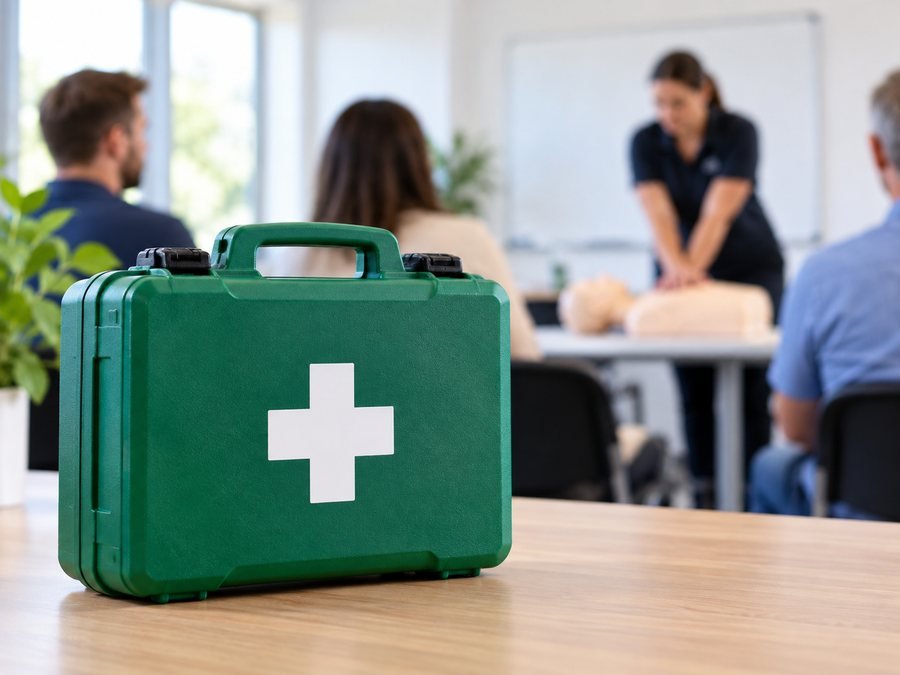 First aid kit in a training room